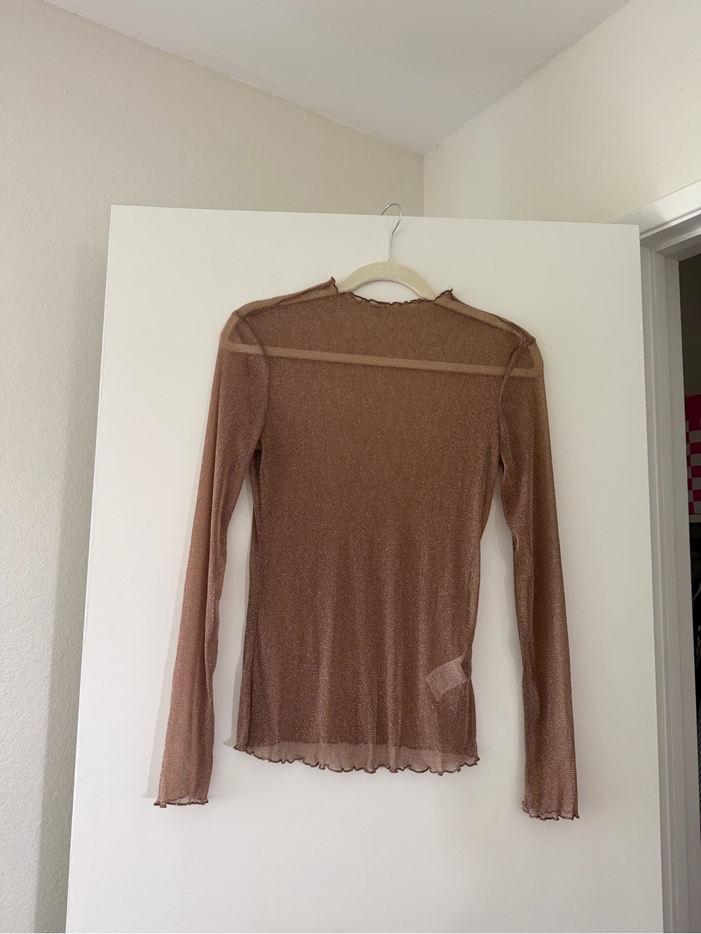 NWOT SHEIN shimmery sheer long sleeve top S